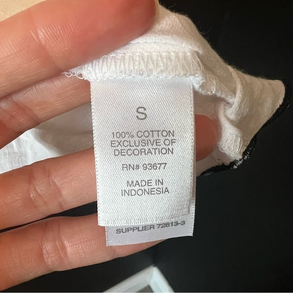 Bisou Bisou Boho over fit top tunic blouse Size: S Color: white/ black - Picture 9 of 12